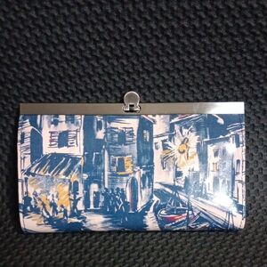 Patricia Nash Blue and Silver Clutch